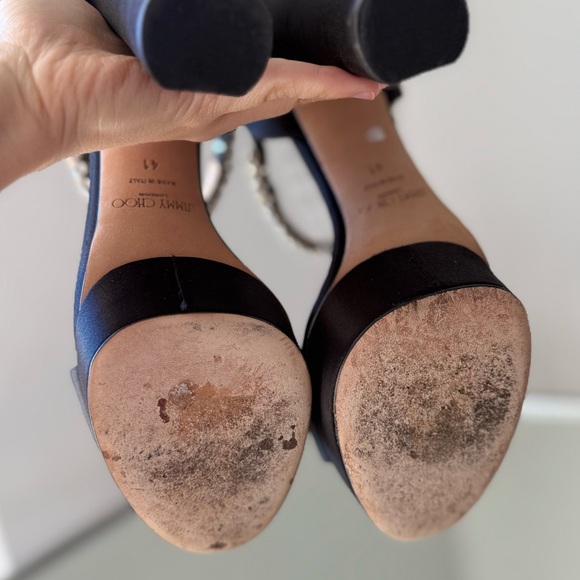 EUC Jimmy Choo Santina Embellished Satin Platform Sandals 41 $1,150 - Picture 13 of 15